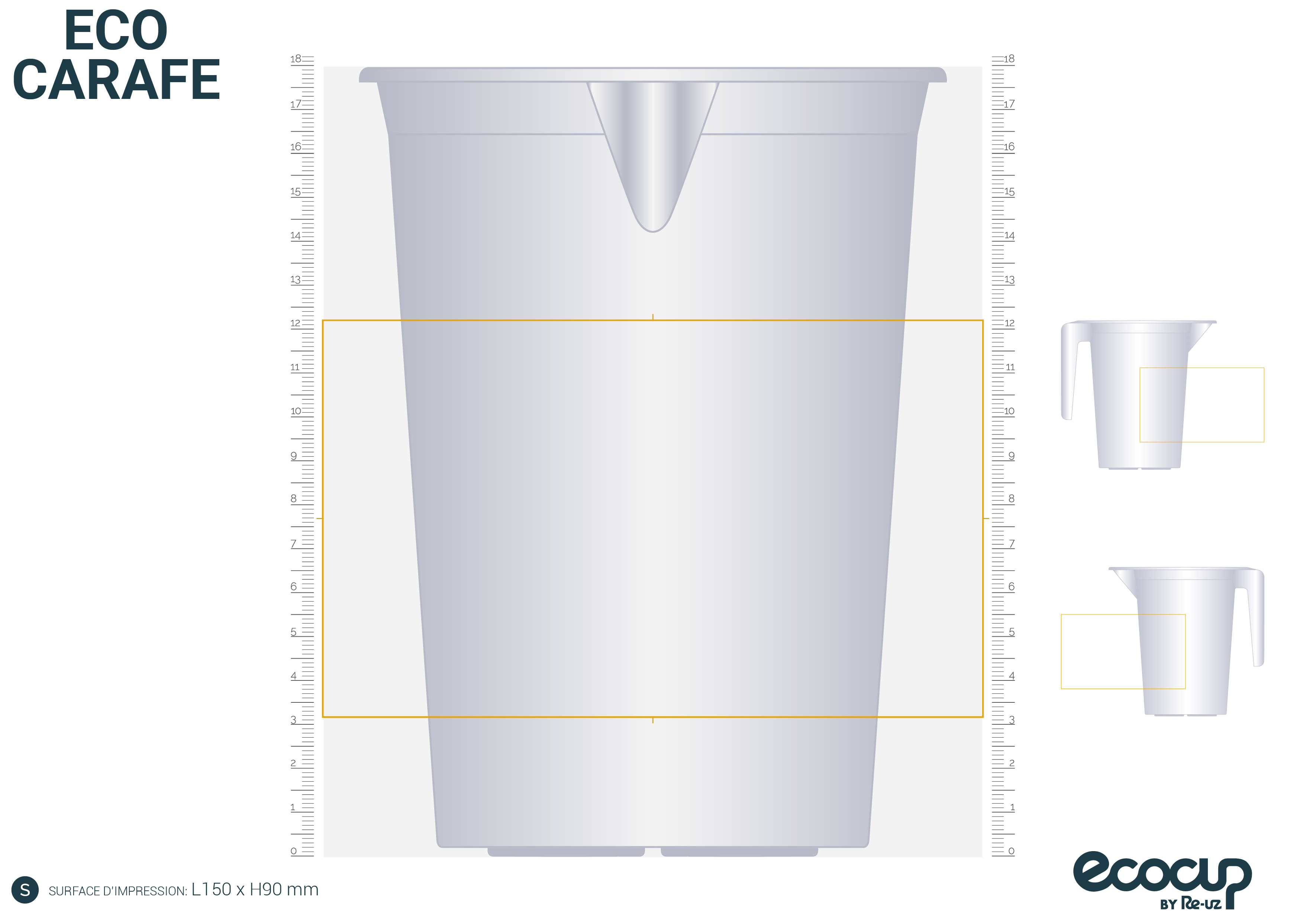 Ecocup Carafes réutilisables & personnalisables en plastique 1,5 L