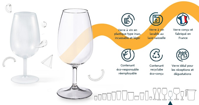 Verre à vin type Inao en plastique transparent - Ecocup verre à pied incassable